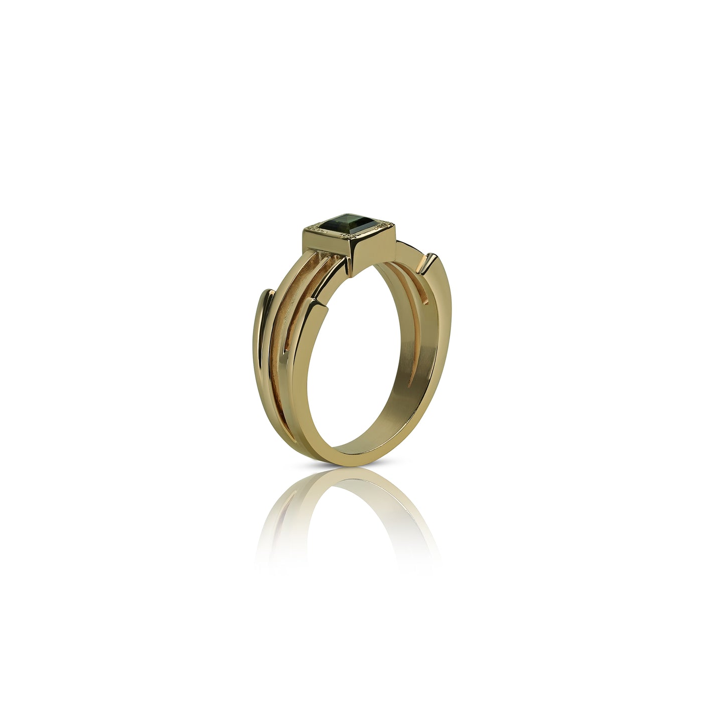 Modernistinis žiedas su turmalinu